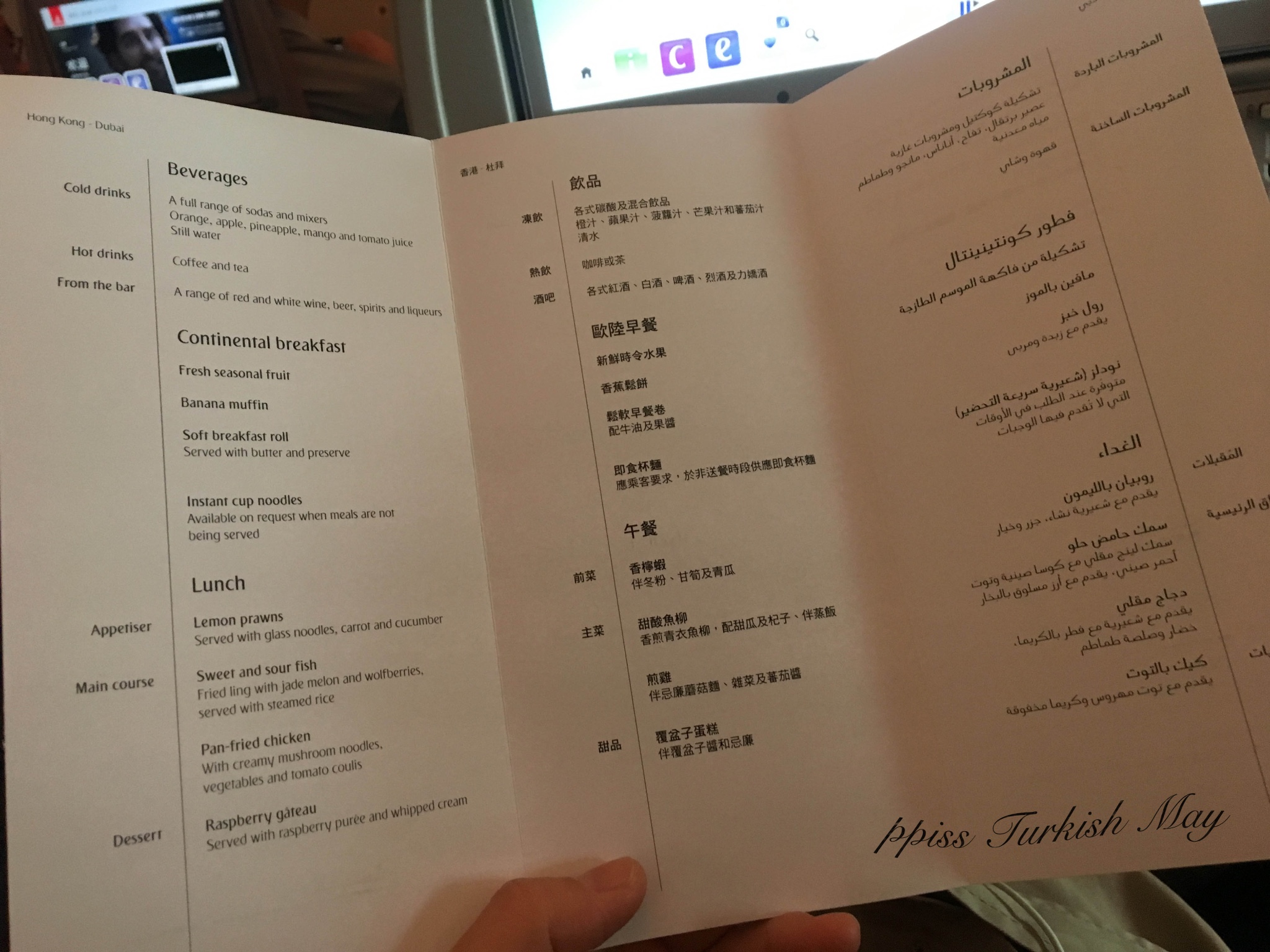 阿联酋航空的飞机餐      