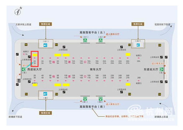 杭州东检票口2b在哪个位置 谁有分布图