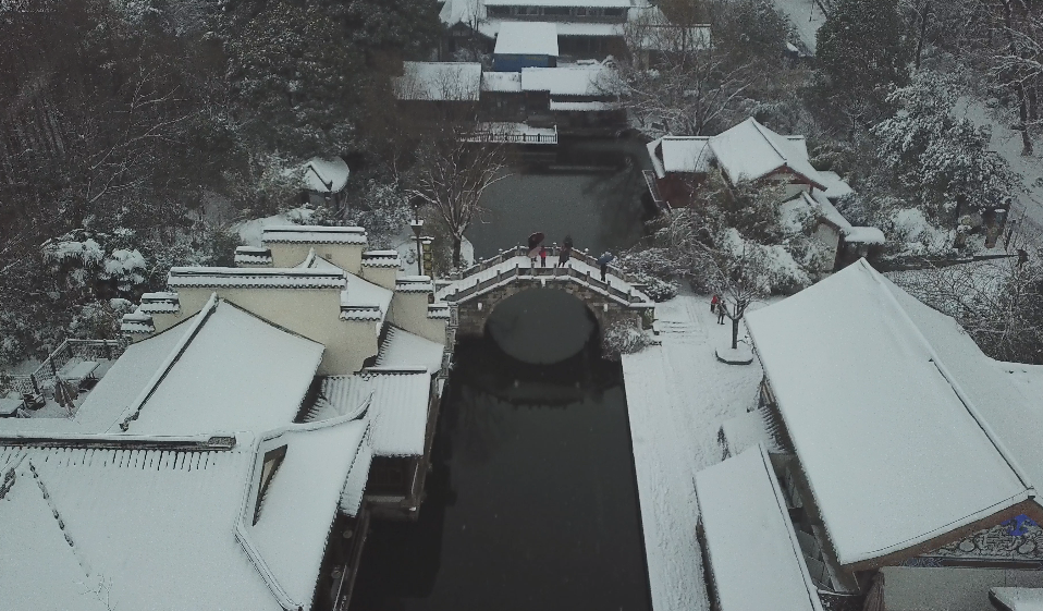 南京白鹭洲公园雪景与夜景