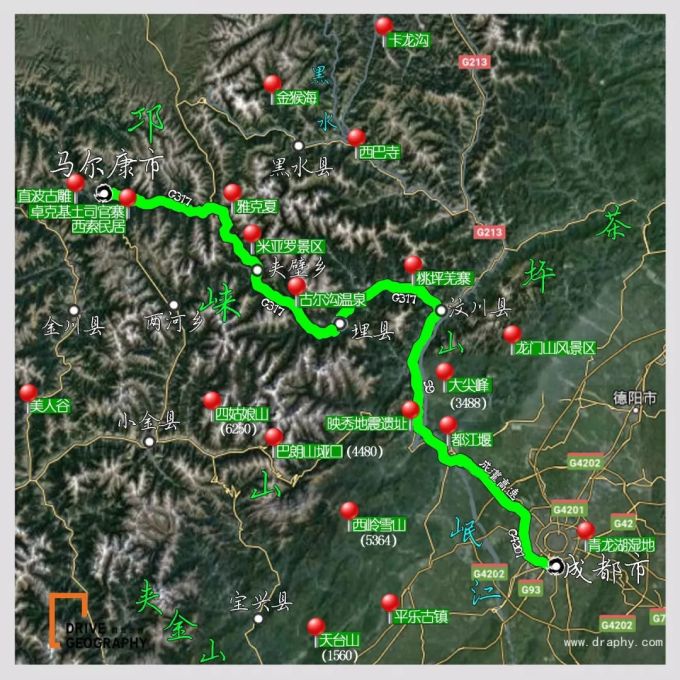 317省道全程线路图,s317省道路线图 川藏北线7日自驾路线,317国道的朝圣之路