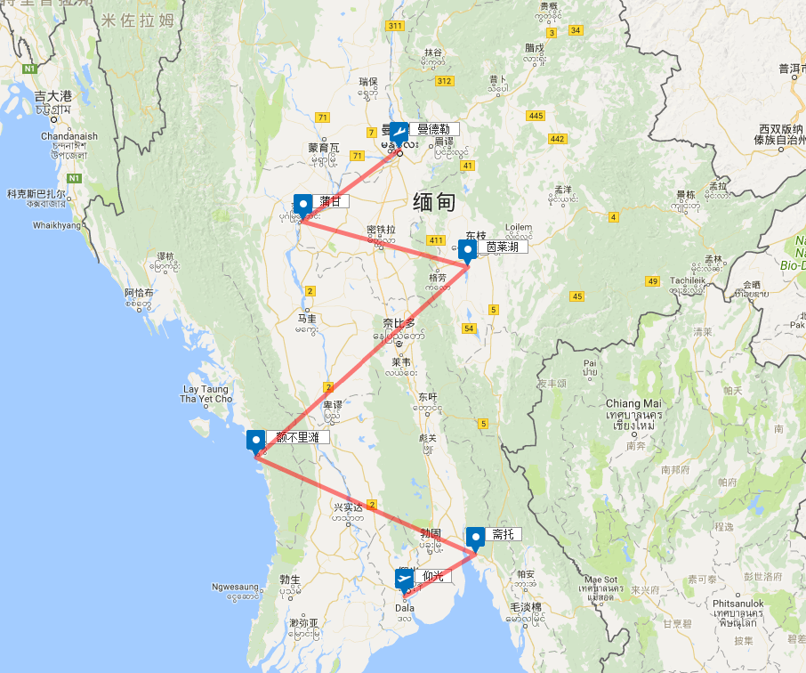 缅甸地图 勐拉图片
